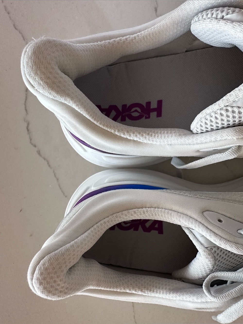 HOKA Women's Bondi 9 Running Walking Shoes Sneakers White/Pink/Blue Retail: $175 - Picture 7 of 15